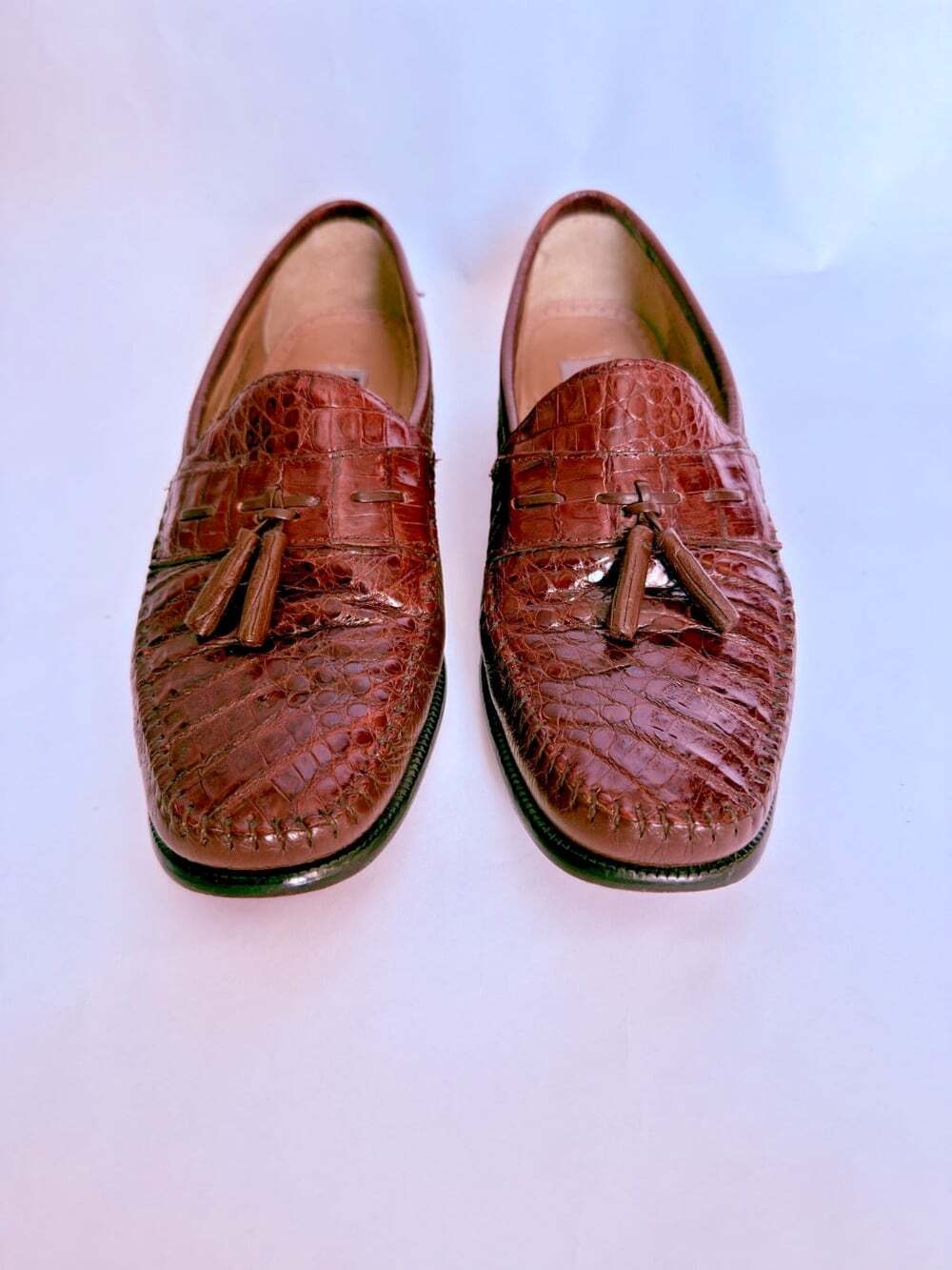 Florsheim Imperial Genuine Alligator Tassel Loafers Brown Men’s 7.5D USA